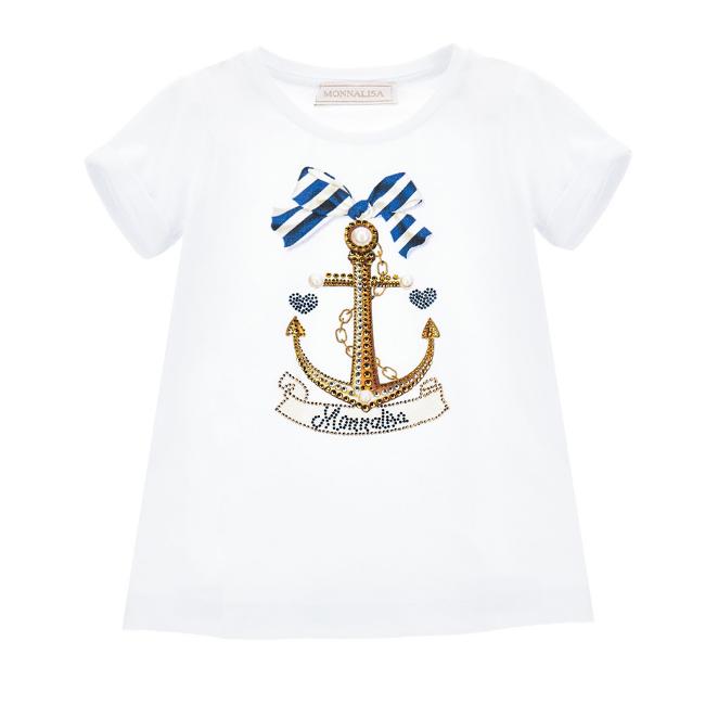 Picture of Monnalisa Girls Nautical T-shirt - White