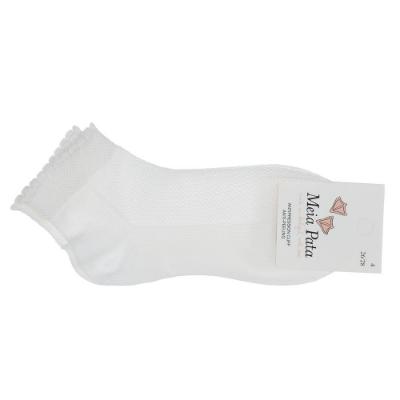 Picture of Meia Pata Girls Fine Knit Ankle Socks - White 