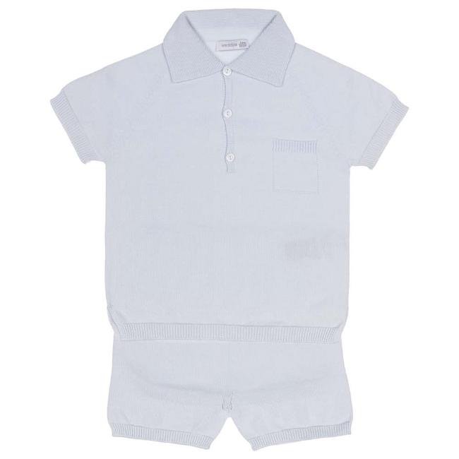Picture of Wedoble Baby Boy Fine Knit Polo & Shorts Set - Pale Blue 