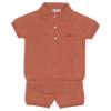 Picture of Wedoble Baby Boy Fine Knit Polo & Shorts Set - Terracotta 