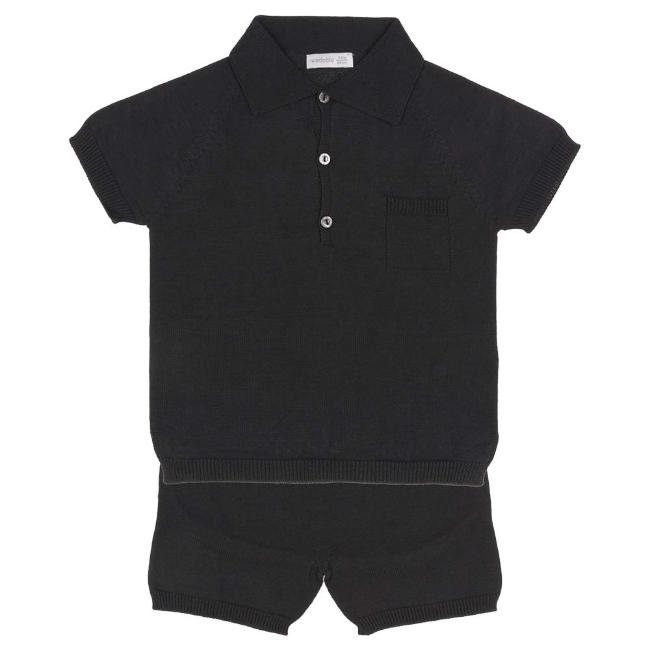 Picture of Wedoble Baby Boy Fine Knit Polo & Shorts Set - Charcoal