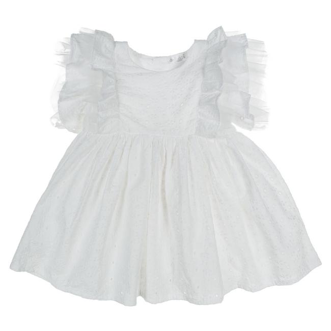 Picture of Deolinda Baby Girls Camomille Broderie & Tulle Ruffle Dress - White 