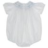 Picture of Sarah Louise Baby Smocked Embroidered Romper - White Blue