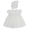 Picture of Sarah Louise Baby Girls Smocked Dress & Bonnet Set - Ivory