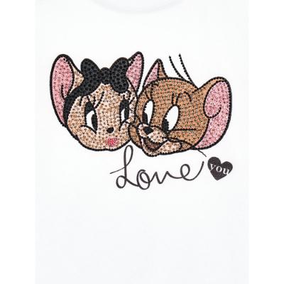 Picture of Monnalisa Girls Crystal Jerry & Cherie T-shirt - White