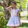 Picture of Abuela Tata Girls Check & Ruffle Top & Skirt Set  - Blue Pink 