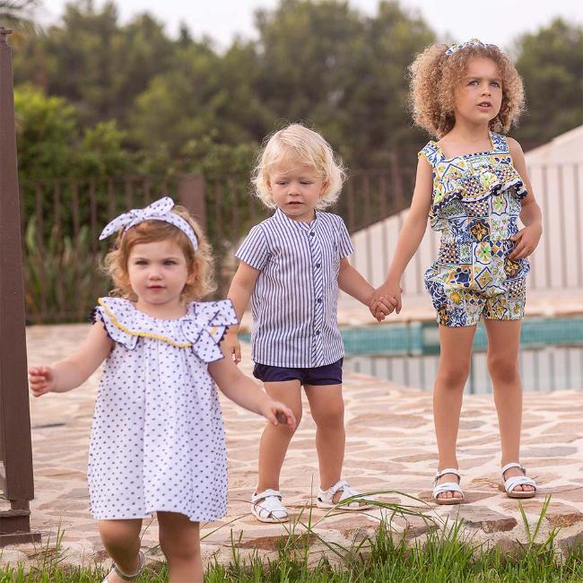 Picture of Rochy Baby Boys Inma Stripe Shirt & Shorts Set - Navy