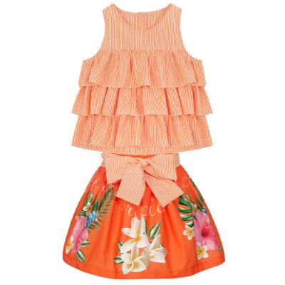 Picture of Balloon Chic Girls Tropical Skirt & Blouse Set - Orange