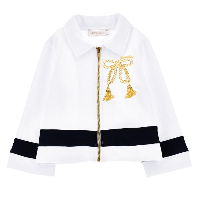 Picture of Monnalisa Girls Nautical Jersey Jacket - White