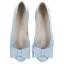 Picture of Panache Girls Double Bow Flat Pump Shoe - Pale Blue Patent