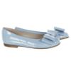 Picture of Panache Girls Double Bow Flat Pump Shoe - Pale Blue Patent