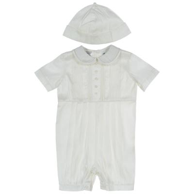 Picture of Sarah Louise Boys Pleated Christening Shortie & Hat Set - Ivory 