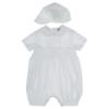 Picture of Sarah Louise Boys Smocked Romper & Hat Set - White