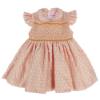Picture of Miss P Girls Traditional Hand Smocked Ruffle Sleeve Dress - Orange