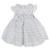 Picture of Miss P Girls Traditional Hand Smocked Ruffle Sleeve Plumetti Dress - Multi Colour