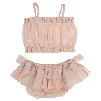 Picture of Jamiks Kids Cassidy Top & Skirted Bow Panties Set  - Apricot Pink