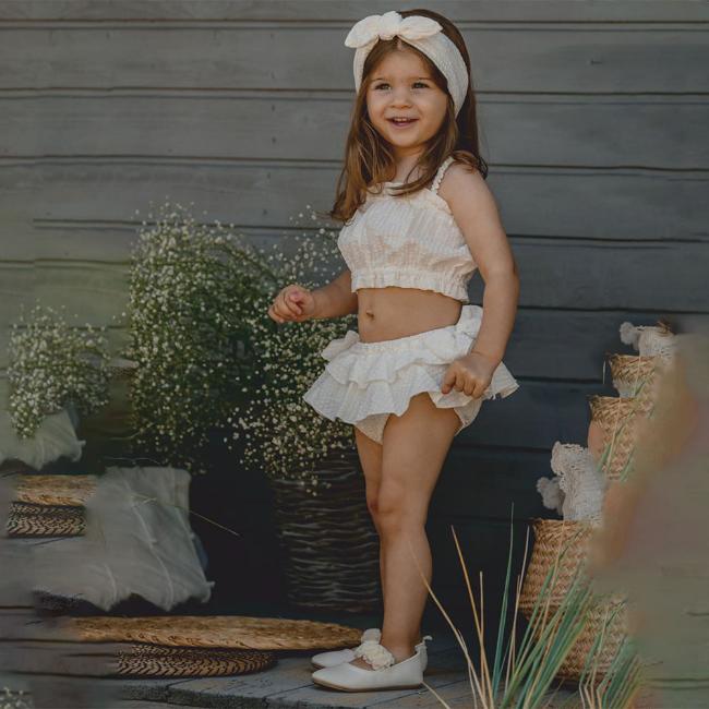 Picture of Jamiks Kids Cassidy Top & Skirted Bow Panties Set  - Ivory