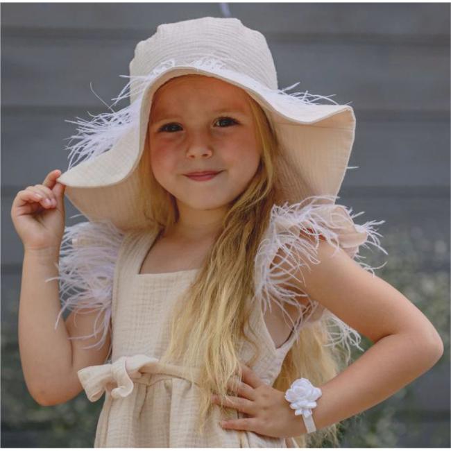 Picture of Jamiks Kids Akali Seersucker Summer Hat  - Ivory