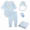 Picture of Sofija Baby Oskar 4 piece Body Bottoms Mittens Hat Set - Blue