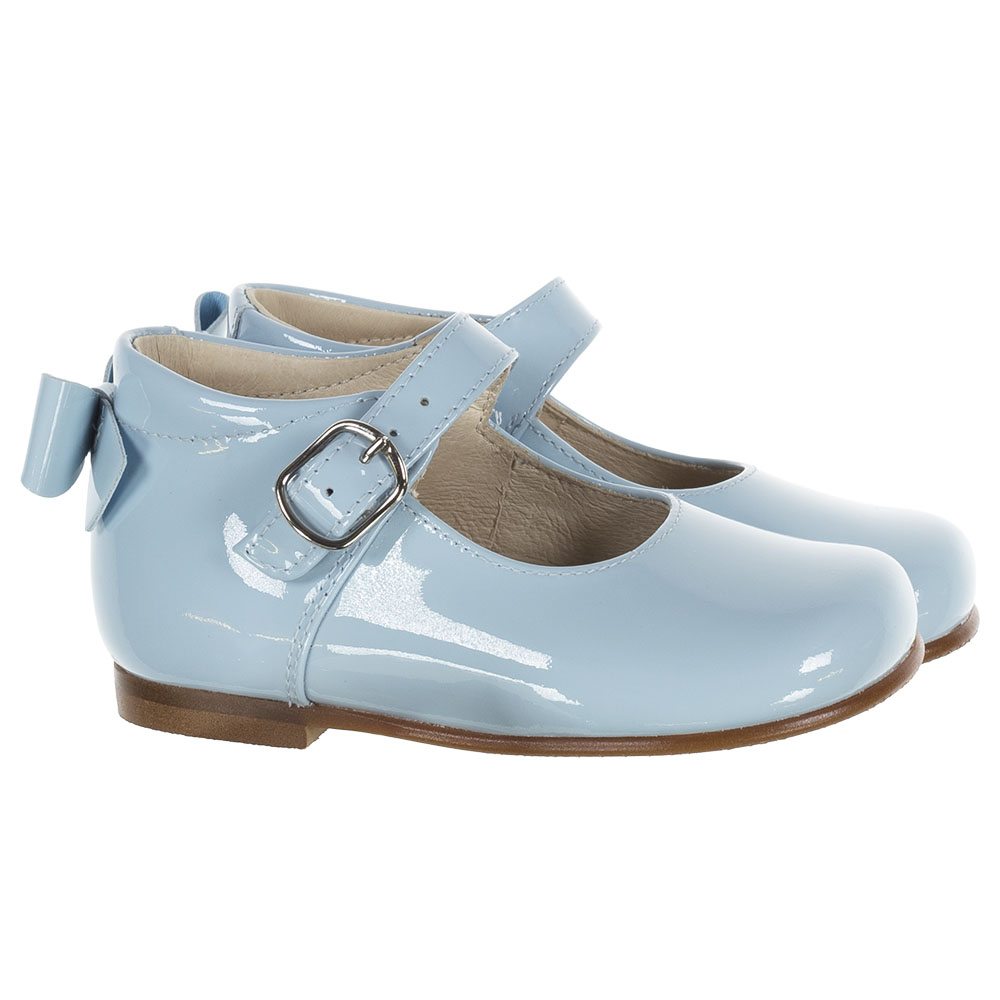 Panache Baby Girls High Back Bow Shoe Pale Blue Patent