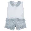 Picture of Coccode Girls Ruffle Top & Stripe Linen Shorts Set - White Blue