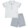Picture of Coccode Boys Top & Stripe Linen Shorts Set - White Blue