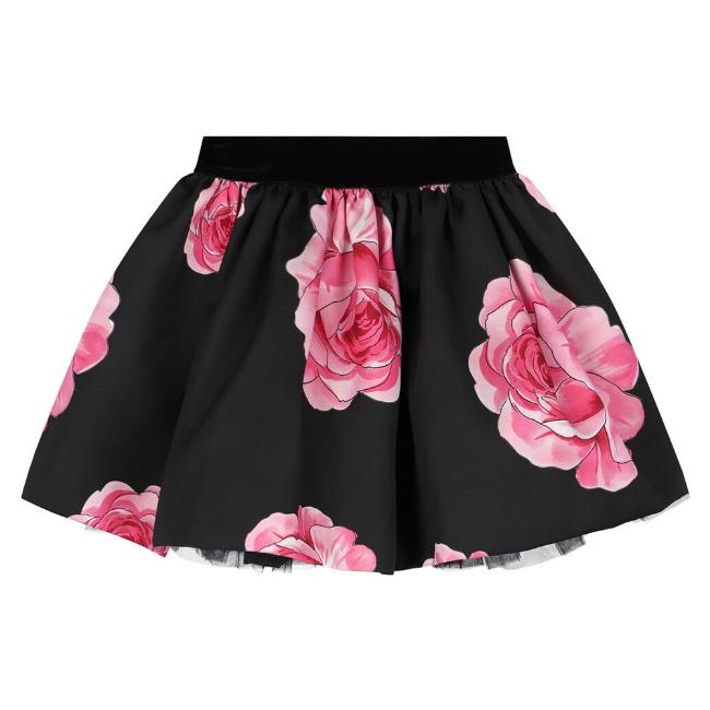 Picture of Monnalisa Girls Roses Skirt - Black