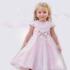 Picture of Sarah Louise Girls Lace Overlay Bow Dress - Pink