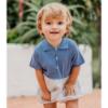 Picture of Wedoble Baby Boys Half Knit Striped Cotton Romper - Royal Blue 