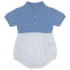 Picture of Wedoble Baby Boys Half Knit Striped Cotton Romper - Royal Blue 