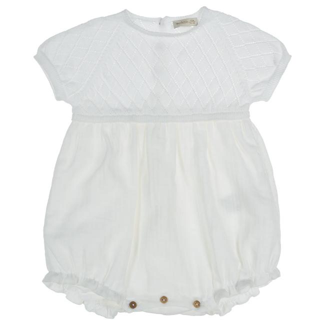 Picture of Wedoble Baby Girls Half Diamond Knit Organic Cotton Romper - Ivory 