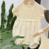 Picture of Wedoble Baby Girls Half Diamond Knit Organic Cotton Romper - Ivory 