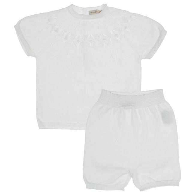 Picture of Wedoble Baby Girls Knitted Cotton Top & Shorts Set x 2 - Ivory 
