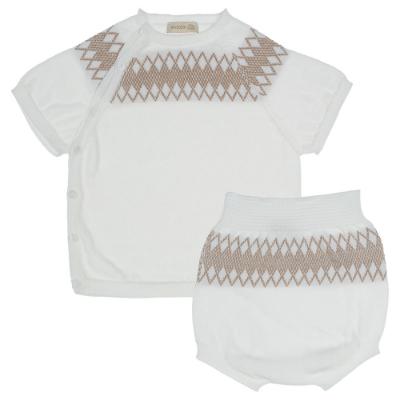 Picture of Wedoble Baby Mothers Love Knitted Cotton Top & Bottoms Set x 2 - Ivory Camel 