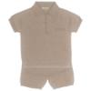 Picture of Wedoble Baby Boy Fine Knit Polo Top & Shorts Set - Camel Beige