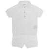 Picture of Wedoble Baby Boy Fine Knit Polo Top & Shorts Set - Ivory