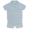 Picture of Wedoble Baby Boy Fine Knit Polo Top & Shorts Set - Pale Blue