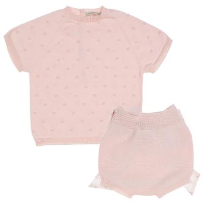 Picture of Wedoble Baby Girls Berries Knit Top & Big Bow Jam Pant Set - Rose Pink 