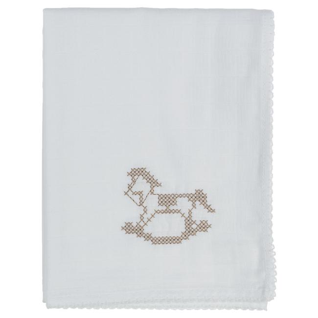 Picture of Wedoble Baby Rocking Horse Cotton Muslin Swaddle - White Camel