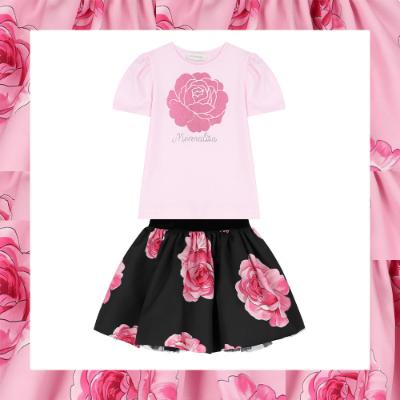 Picture of Monnalisa Girls Roses Skirt - Black