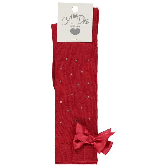 Picture of A Dee Penny Bow Knee Sock - Red