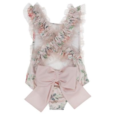 Picture of Fofettes Girls AOP Vintage Flowers Swimsuit With Tulle - Pink