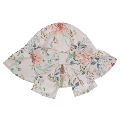 Picture of Fofettes Girls Vintage Flowers Floral Sun Hat with Large Bow - Pink Floral