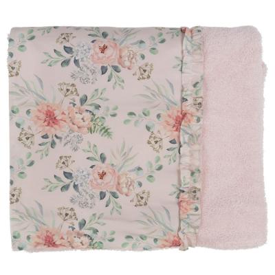 Picture of Fofettes Girls Beach Towel With Vintage Flowers Floral Trim - Pink