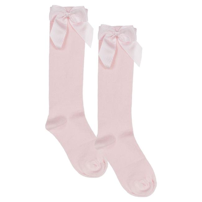 Picture of Meia Pata Knee High Sock With Grosgrain Side Bow - Baby Pink