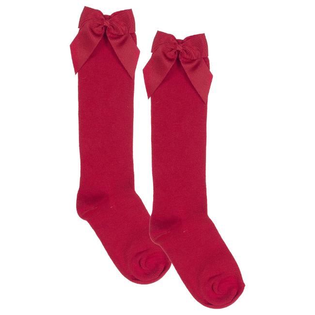 Picture of Meia Pata Knee High Sock With Grosgrain Side Bow - Red