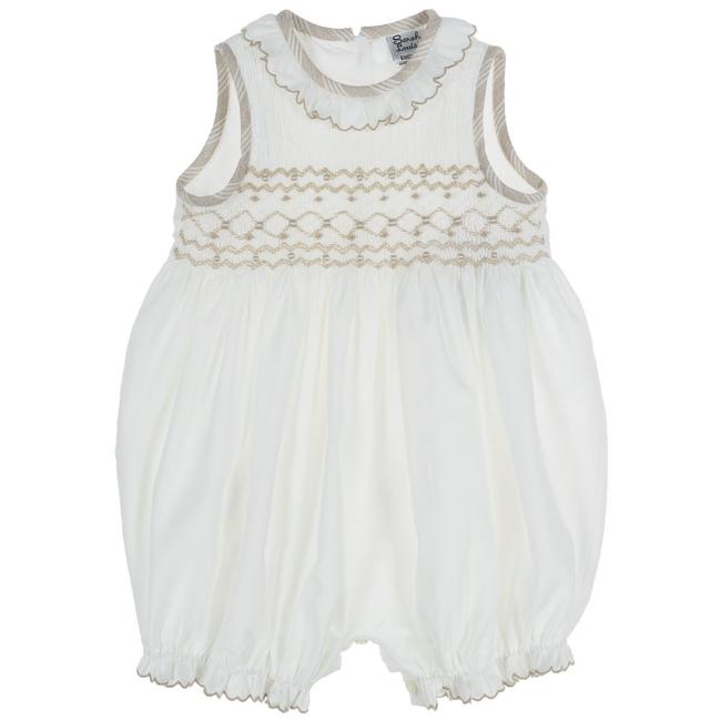 Picture of Sarah Louise Girls Smocked Romper - Ivory Beige