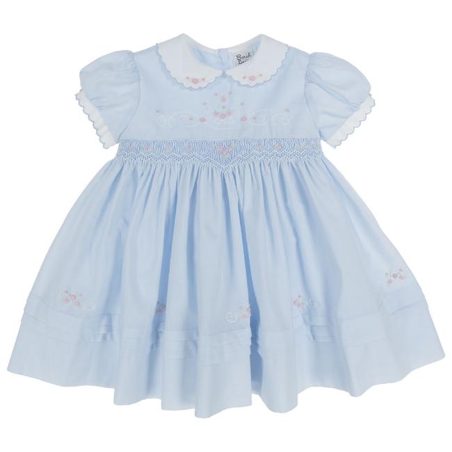 Picture of Sarah Louise Girls Embroidered Dress - Blue