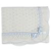 Picture of Sarah Louise Boys Knitted Shawl With Flounces & Satin Bow - White Blue