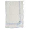 Picture of Sarah Louise Boys Knitted Shawl With Flounces & Satin Bow - White Blue